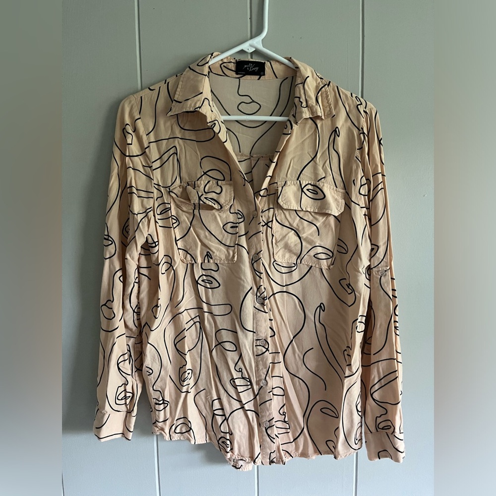 Milk & Honey Faces Button Up Top